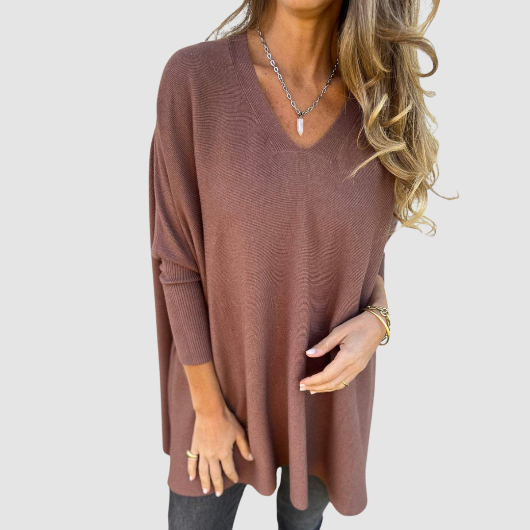 Carleen – Relaxed V-Neck Knit Sweater
