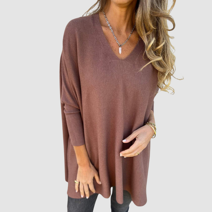 Carleen – Relaxed V-Neck Knit Sweater