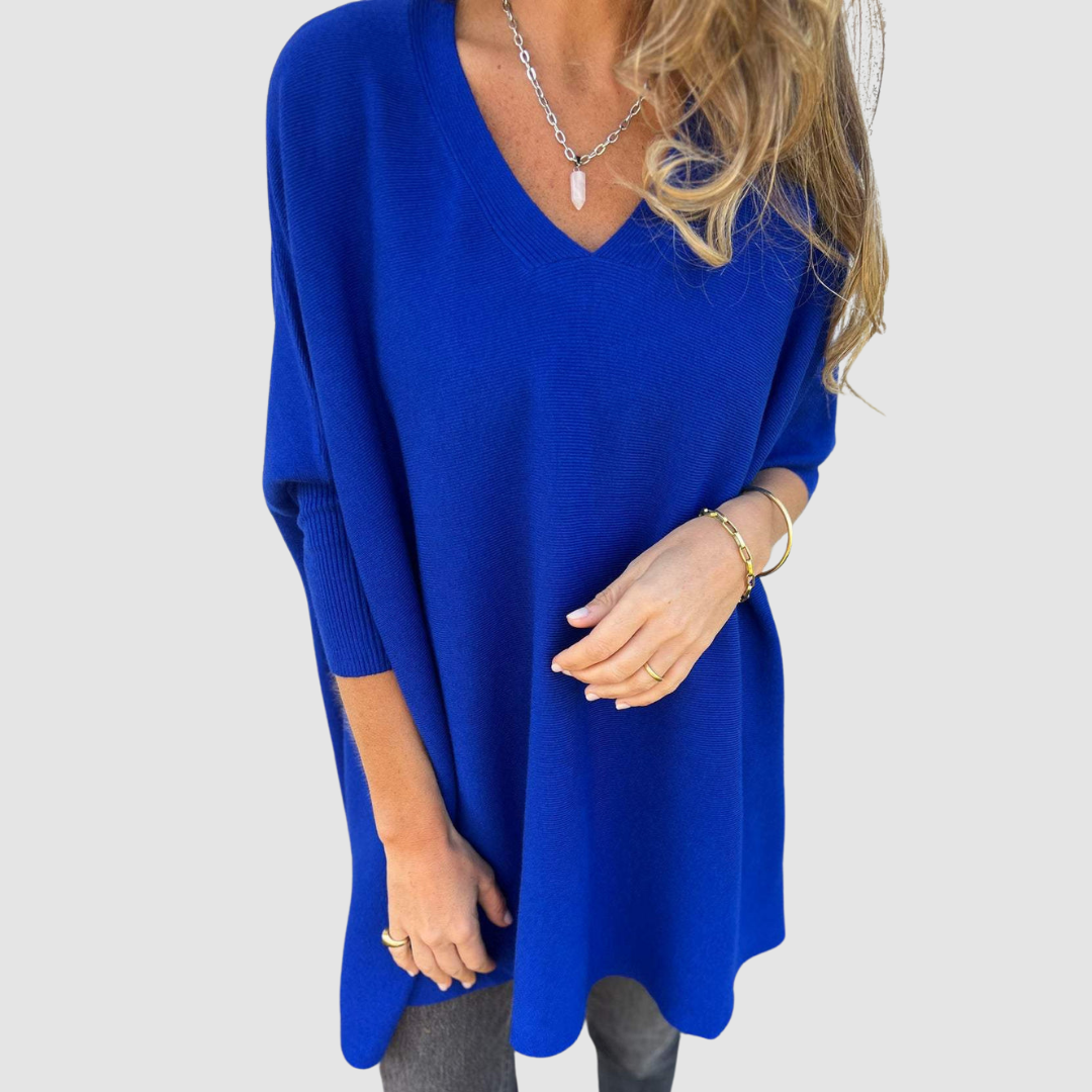 Carleen – Relaxed V-Neck Knit Sweater