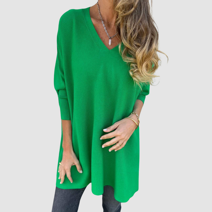 Carleen – Relaxed V-Neck Knit Sweater