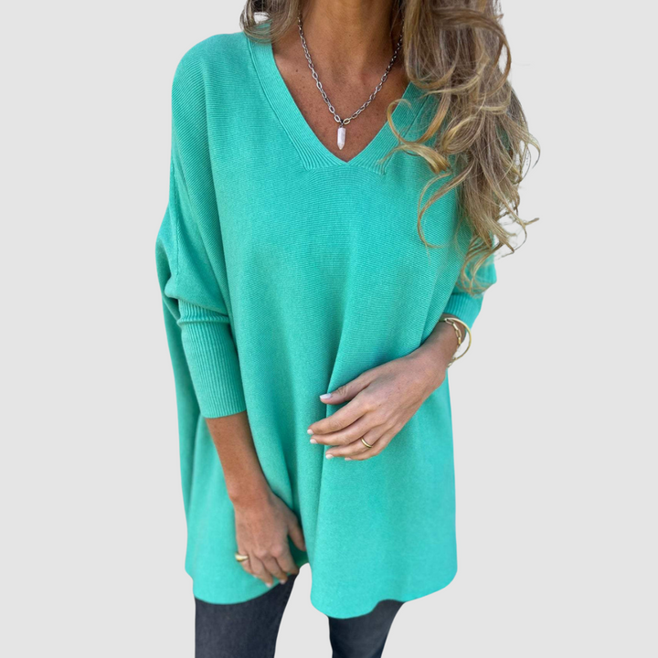 Carleen – Relaxed V-Neck Knit Sweater