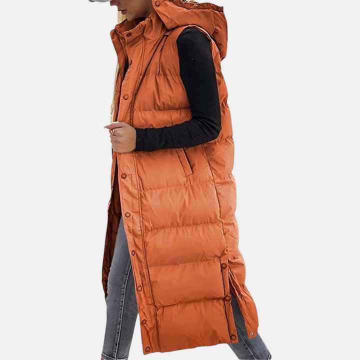 Viola – Quilted Hooded Maxi Puffer Vest