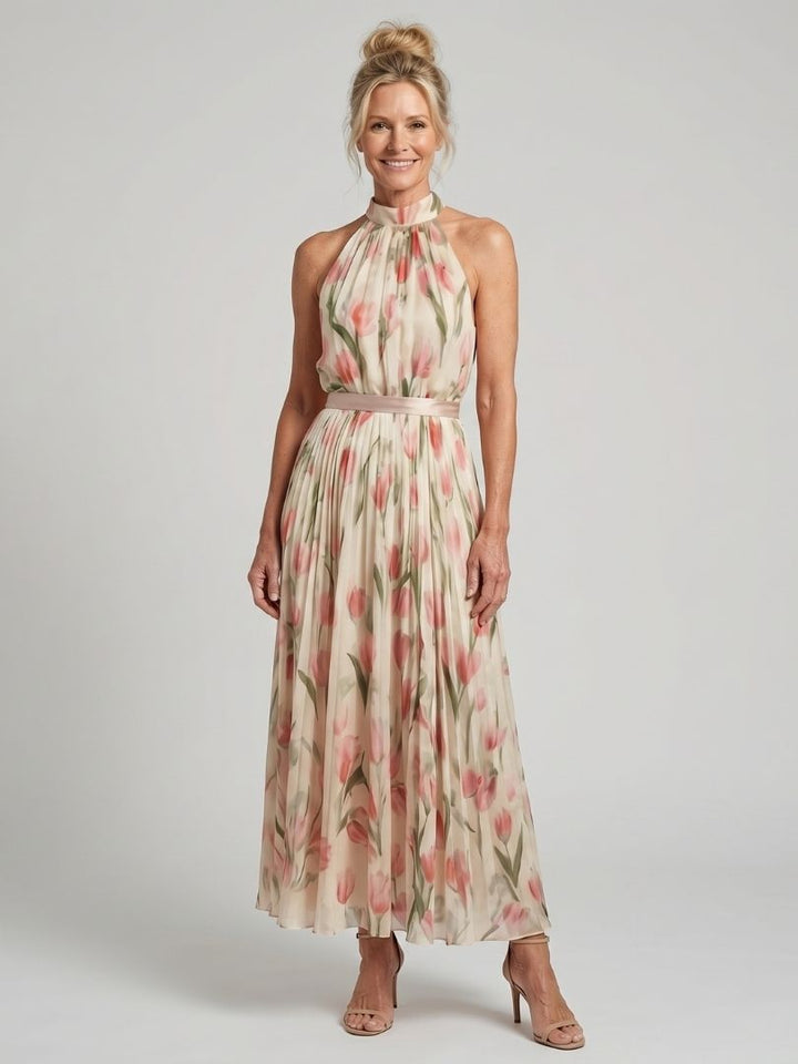 Evelyn | Halter Neck Floral Midi Dress
