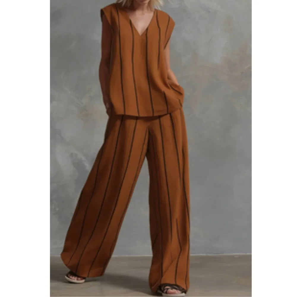Paige | Striped Top & Wide-Leg Pants Set