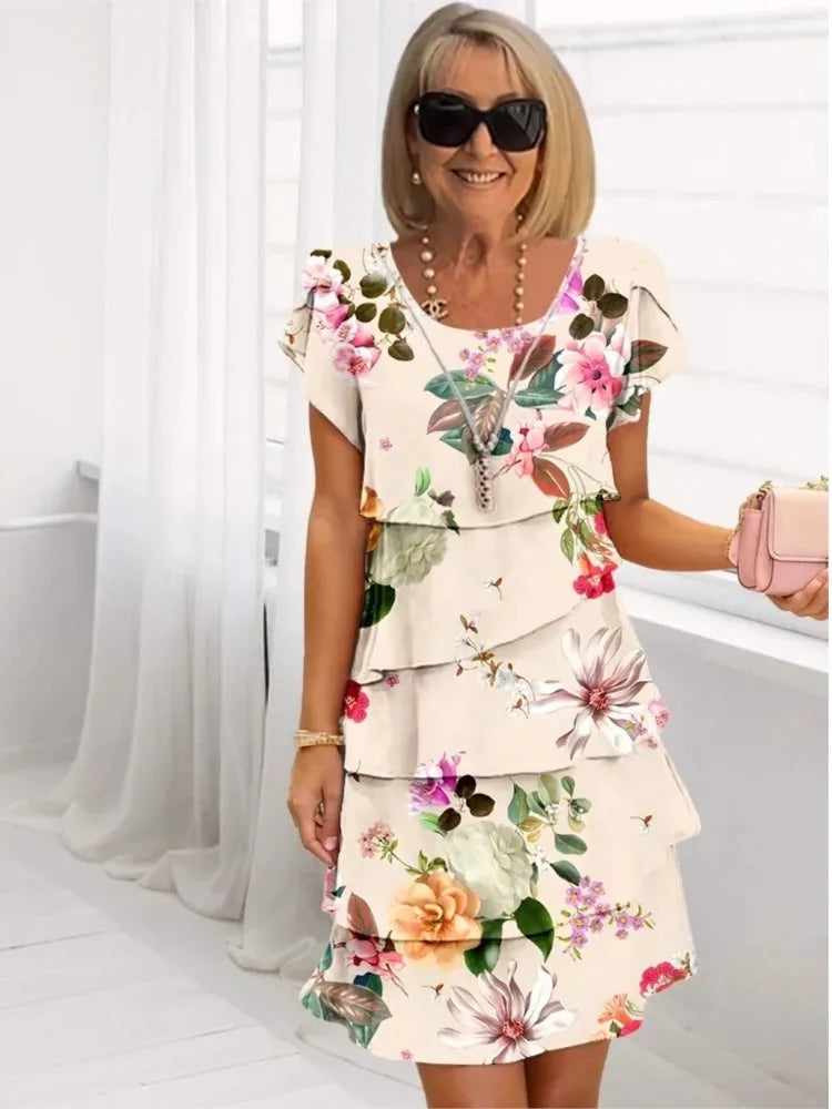 Genevieve | Elegant Comfort Ruffle Dress