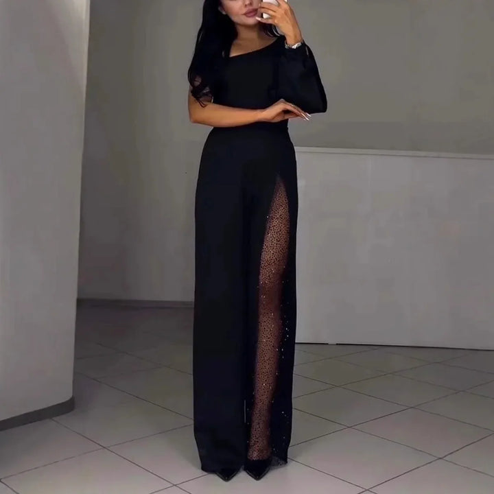 Elsie – Mesh Panel Wide-Leg Jumpsuit