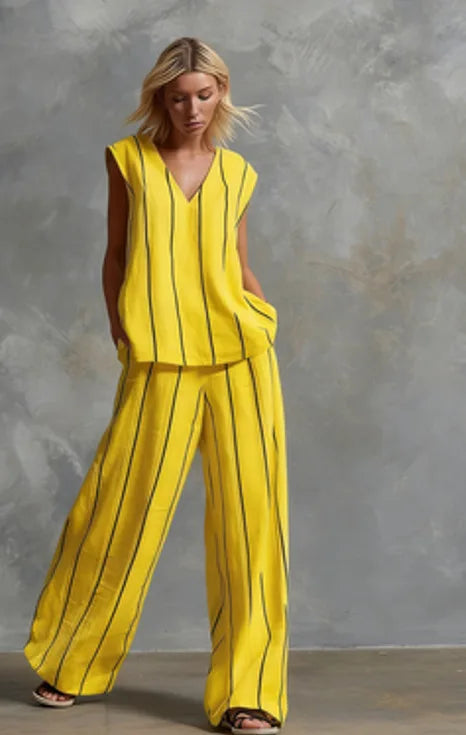 Paige | Striped Top & Wide-Leg Pants Set