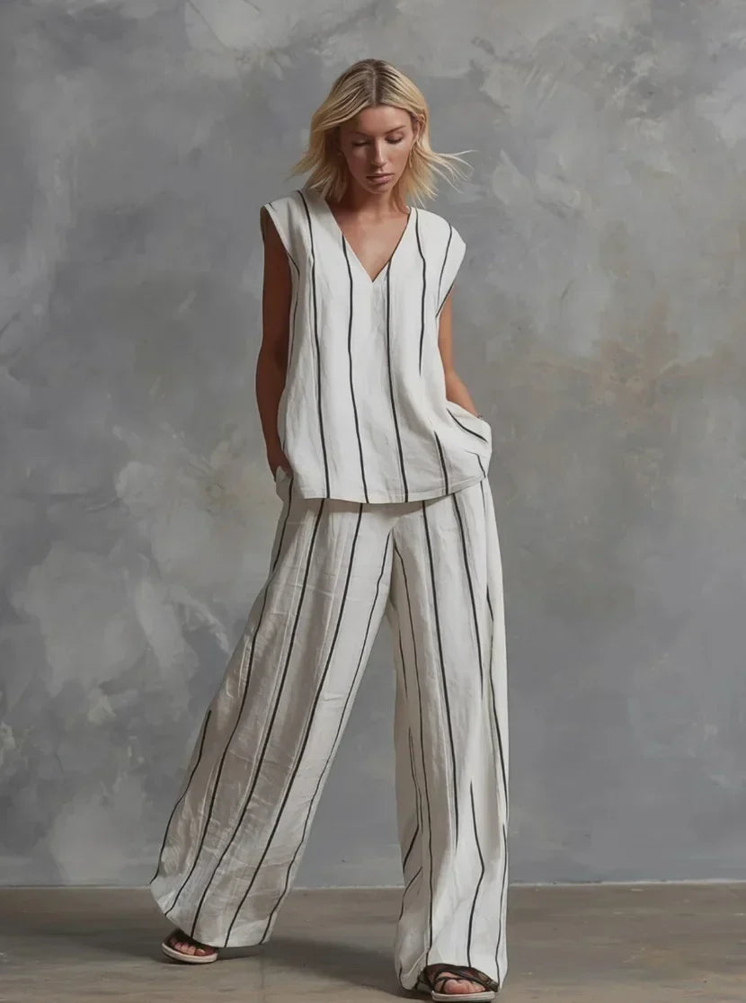 Paige | Striped Top & Wide-Leg Pants Set