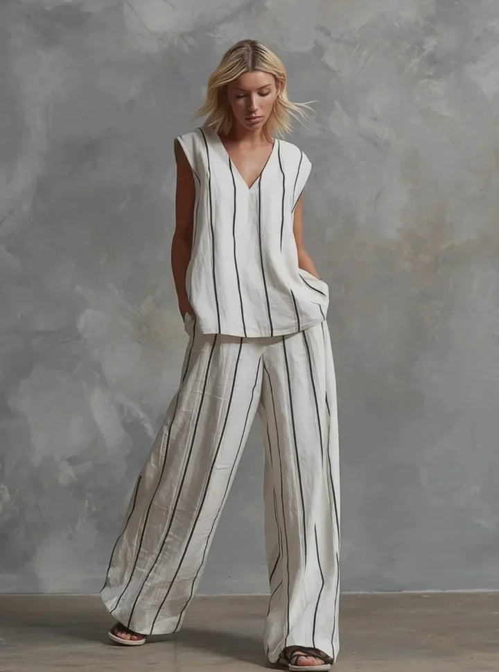 Paige | Striped Top & Wide-Leg Pants Set