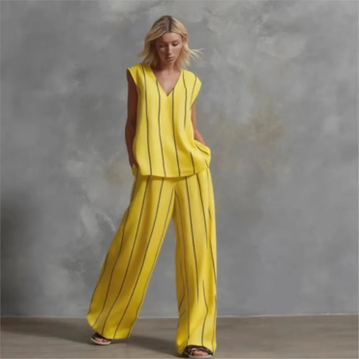 Paige | Striped Top & Wide-Leg Pants Set