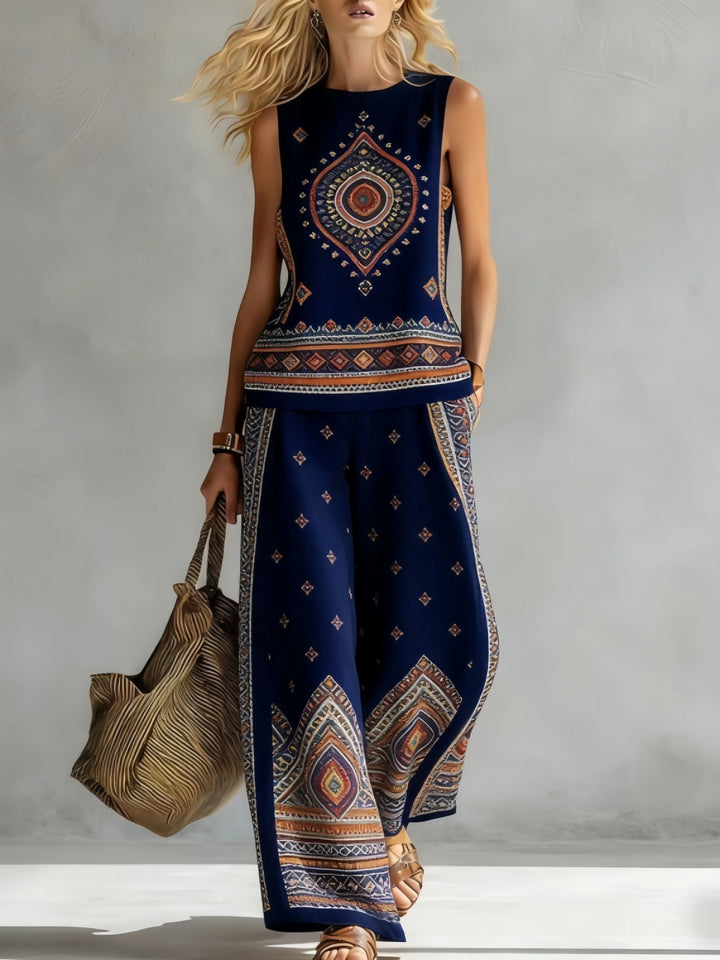 Ruby | Retro Print Top & Pant Set