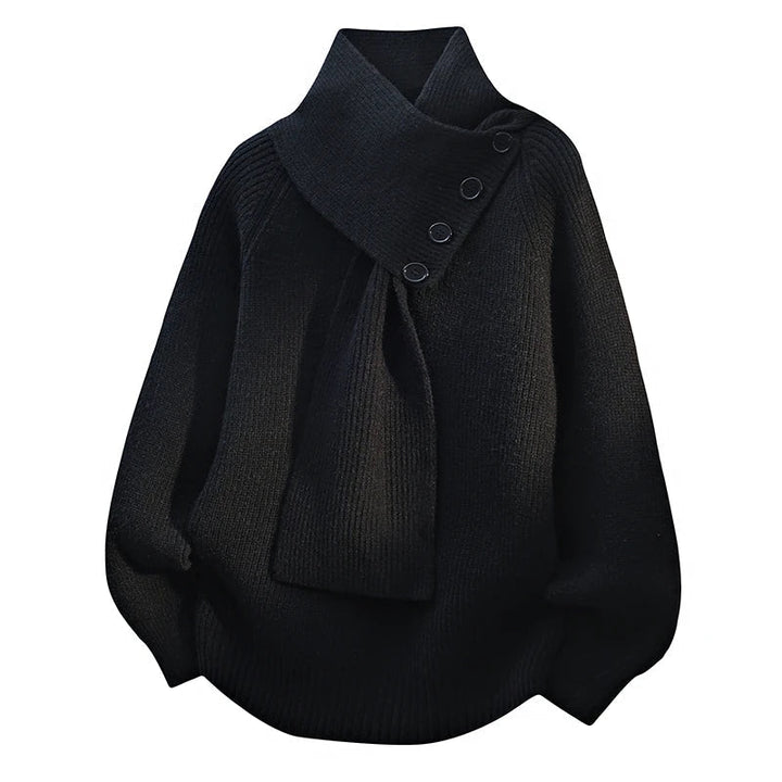 Phyllis – Knit Sweater with Scarf Collar