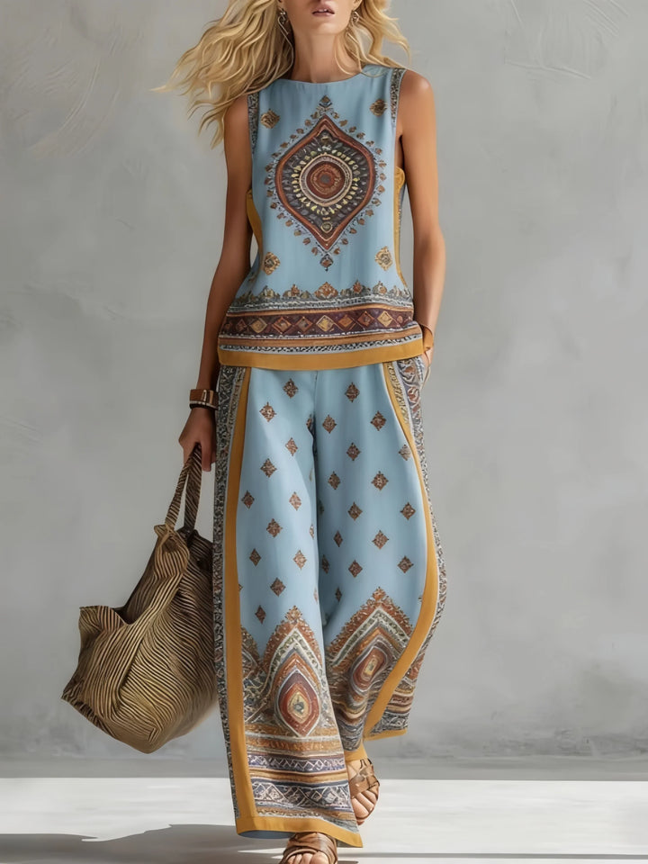Ruby | Retro Print Top & Pant Set