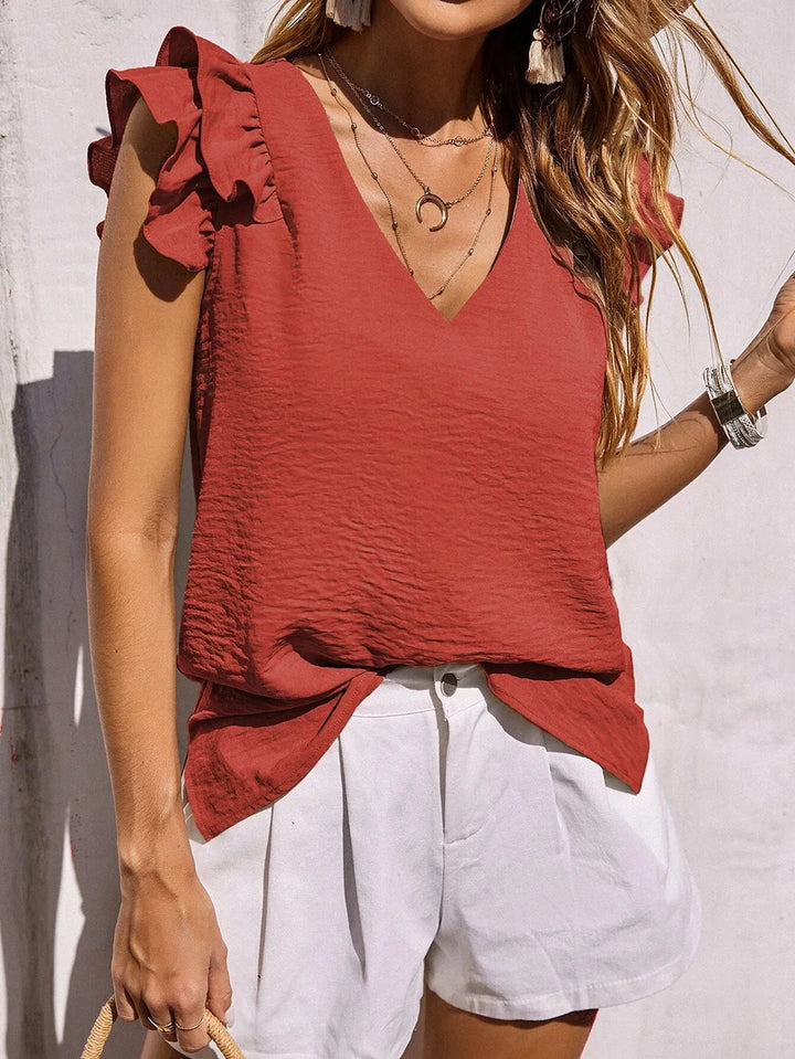 Indigo | Playful Ruffle Sleeve Summer Top