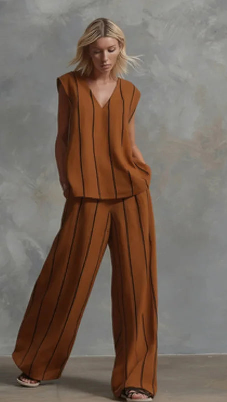 Paige | Striped Top & Wide-Leg Pants Set