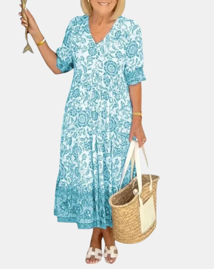 Odessa | Elegant Floral Dress with V-Neck