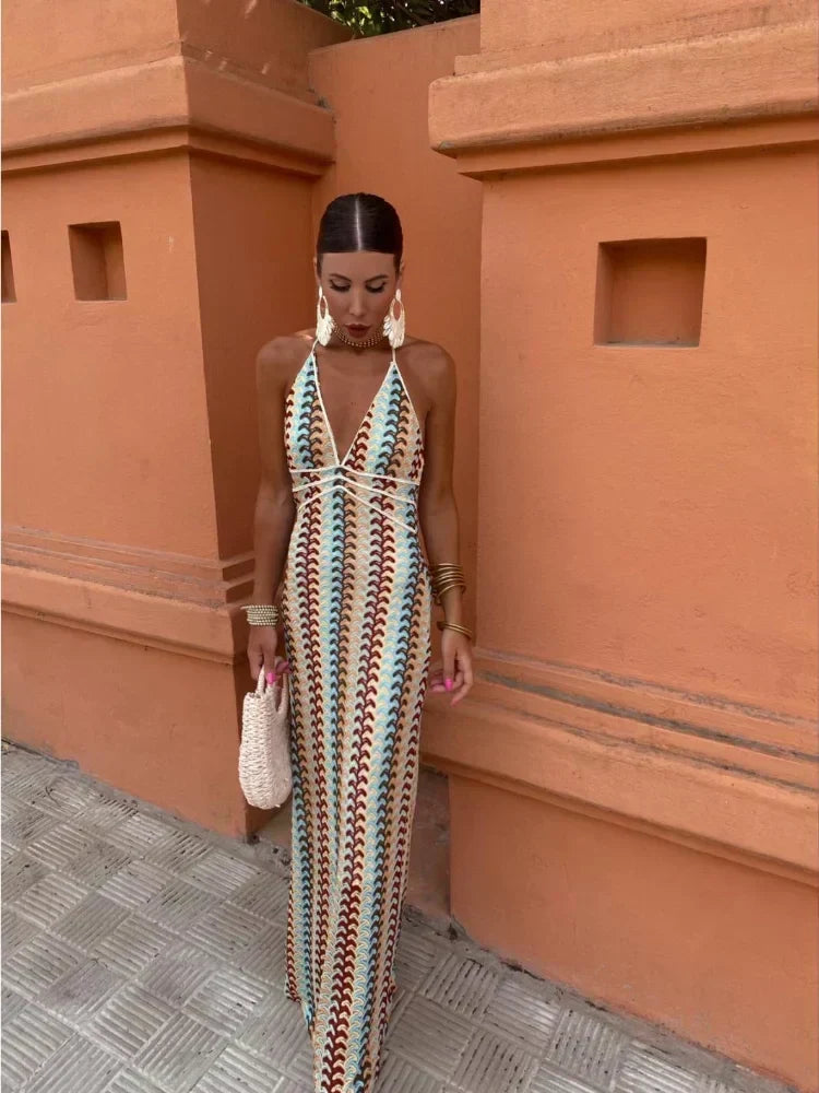Keeva | Backless V-Neck Maxi Dress