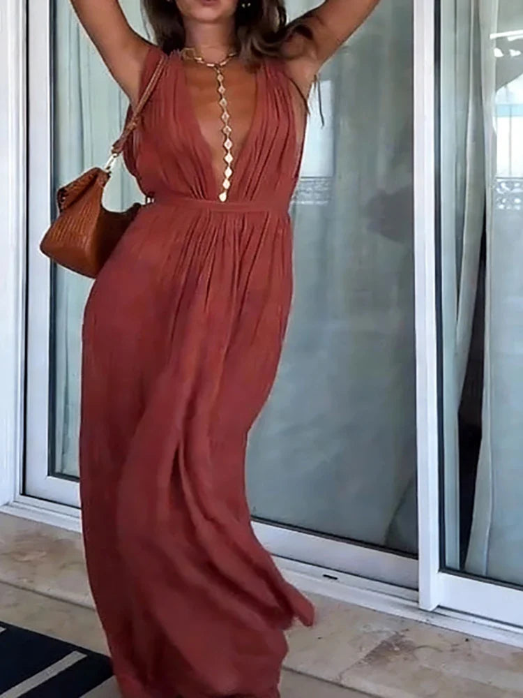 Laverne – Elegant Deep V Wide Leg Jumpsuit