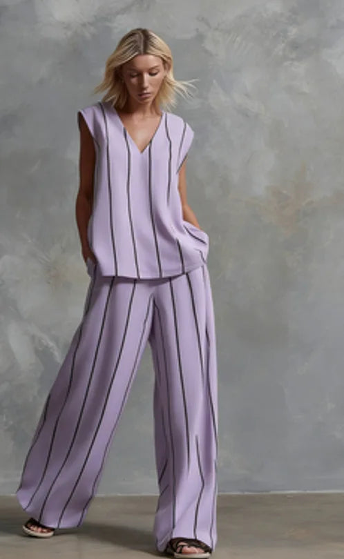 Paige | Striped Top & Wide-Leg Pants Set