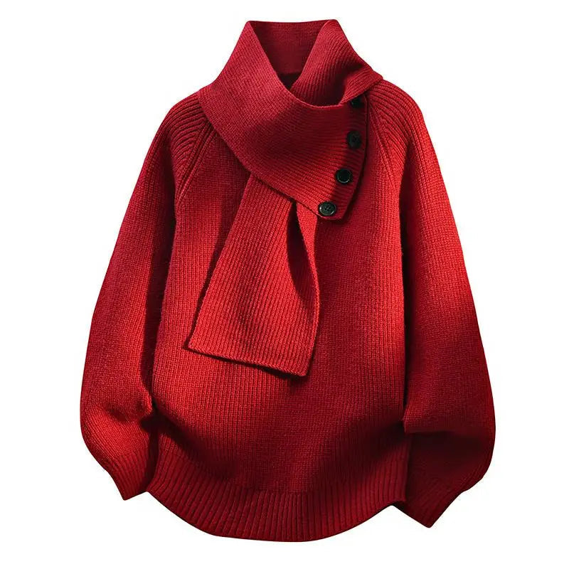 Phyllis – Knit Sweater with Scarf Collar