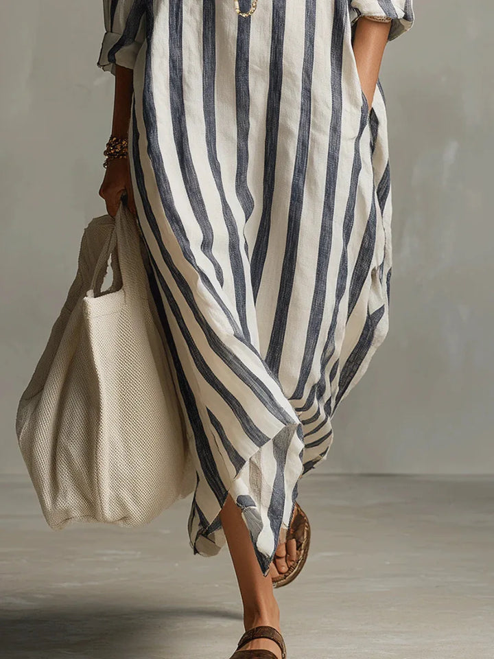 Nola – Striped Collared Maxi Dress