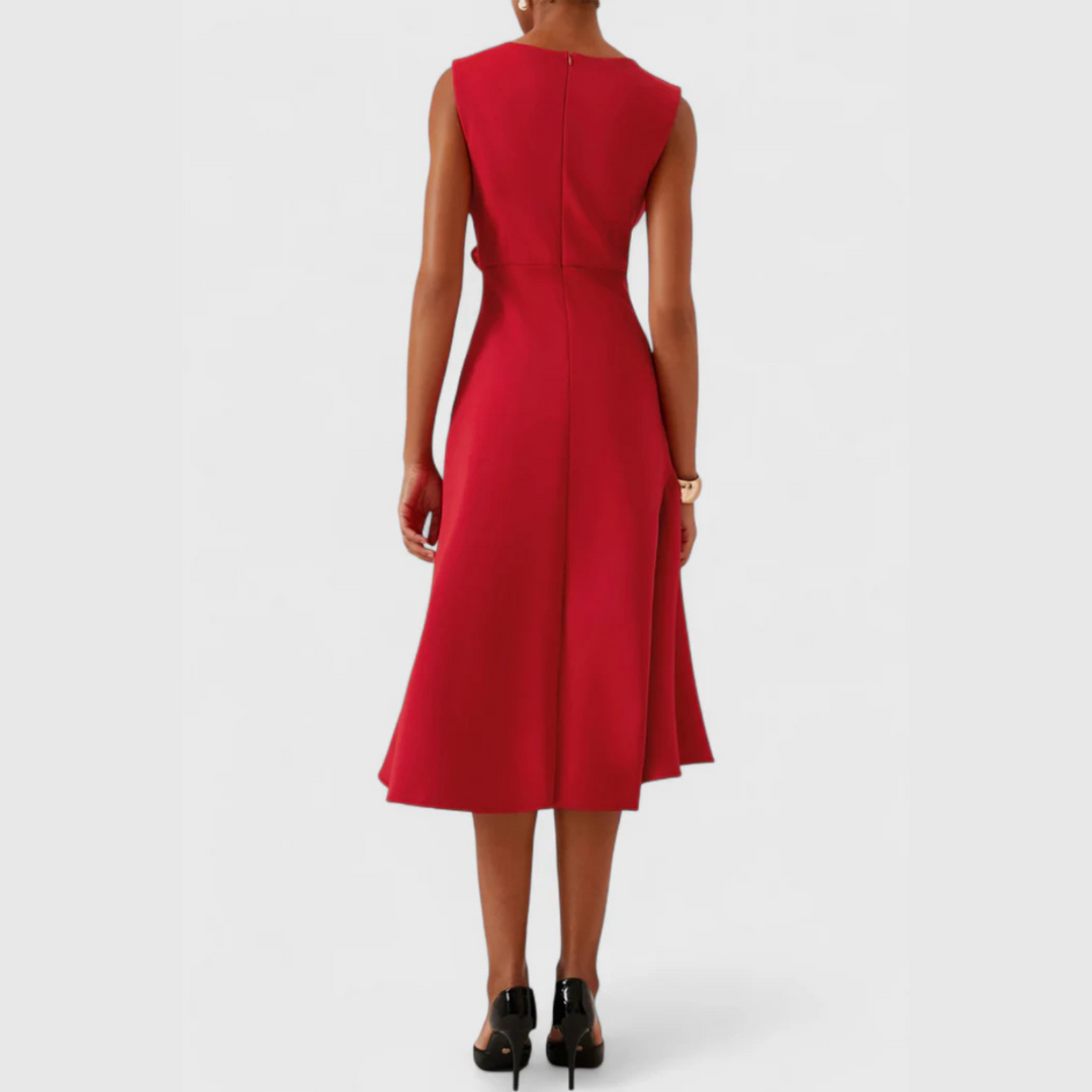 Evie | Draped Asymmetric Midi Dress