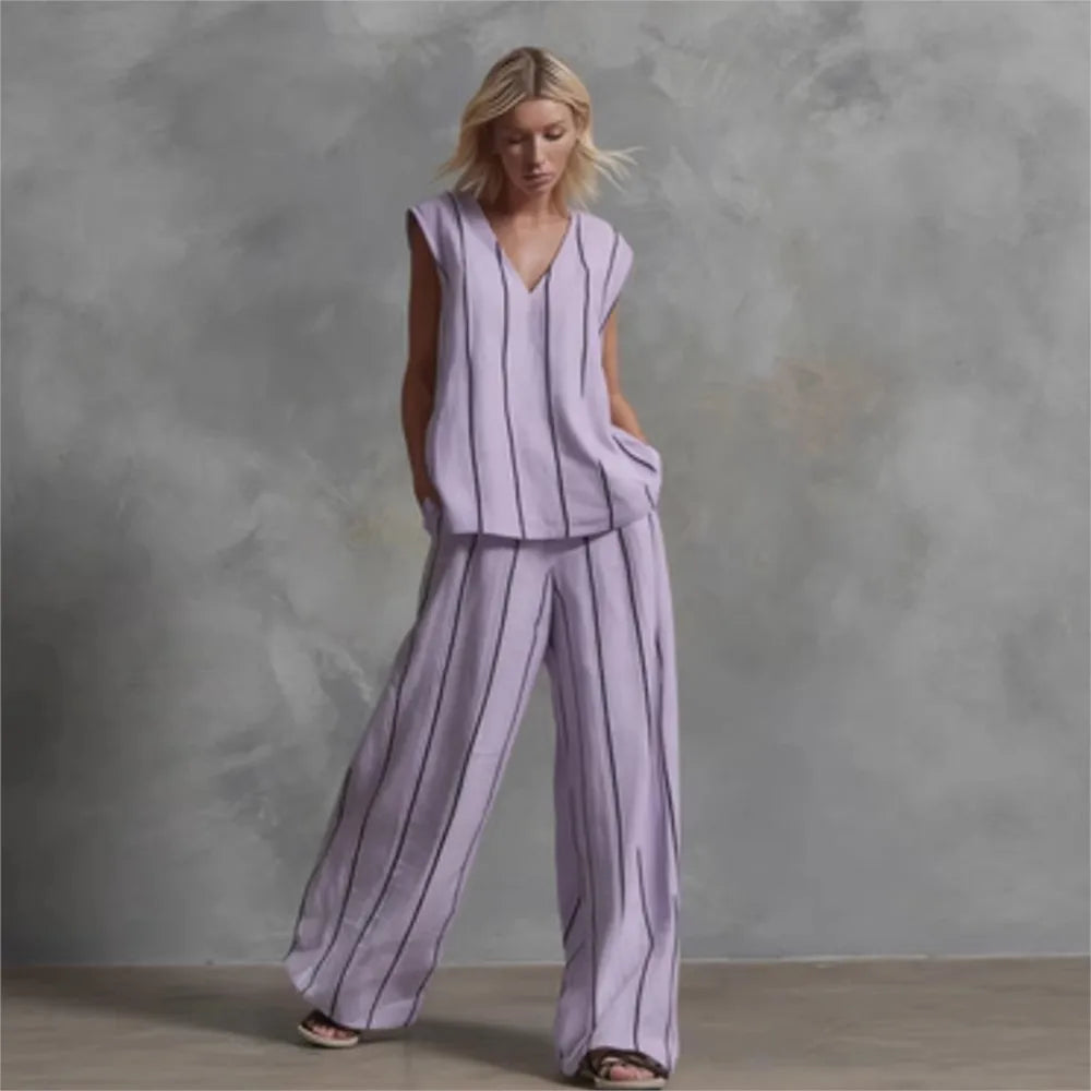 Paige | Striped Top & Wide-Leg Pants Set