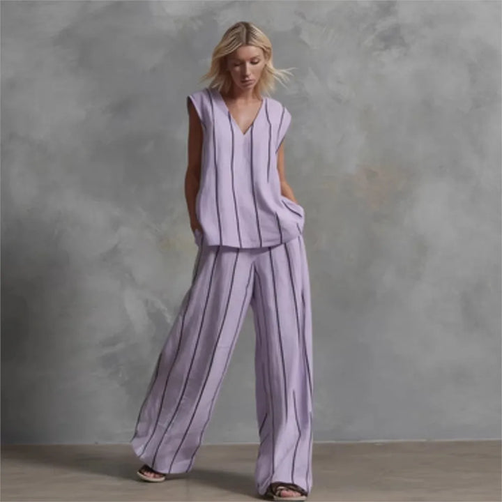 Paige | Striped Top & Wide-Leg Pants Set