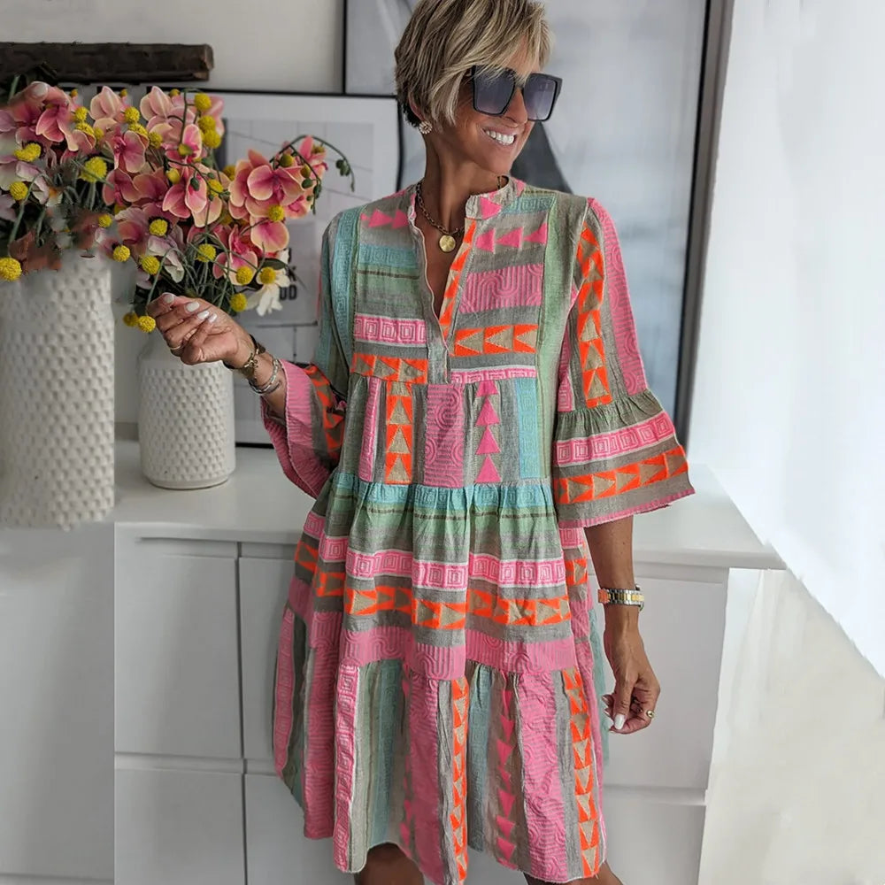 Nadia | Patterned Flowing Midi Dress
