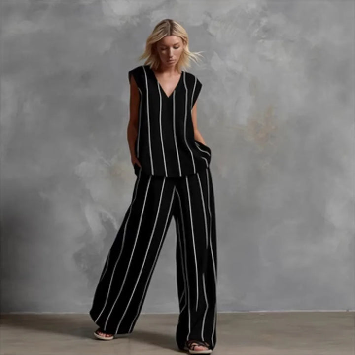 Paige | Striped Top & Wide-Leg Pants Set