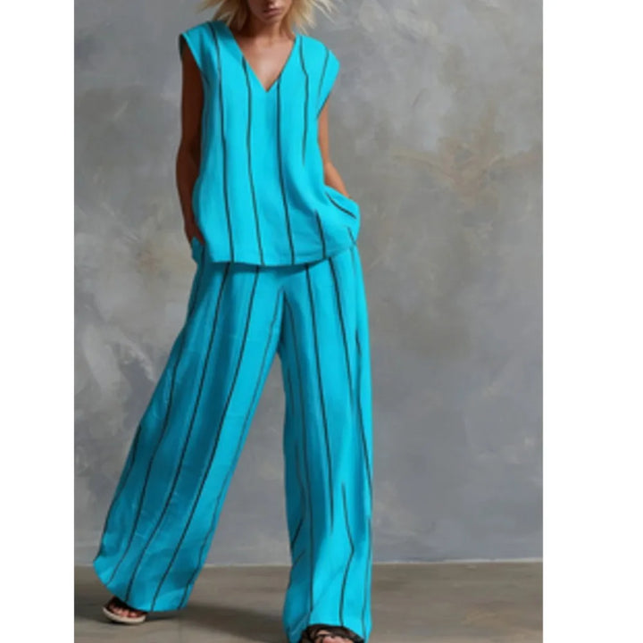 Paige | Striped Top & Wide-Leg Pants Set