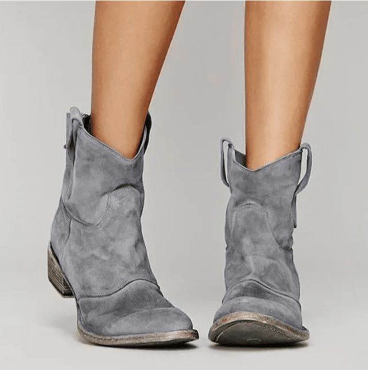 Charlotte – Suede Western Ankle Boots