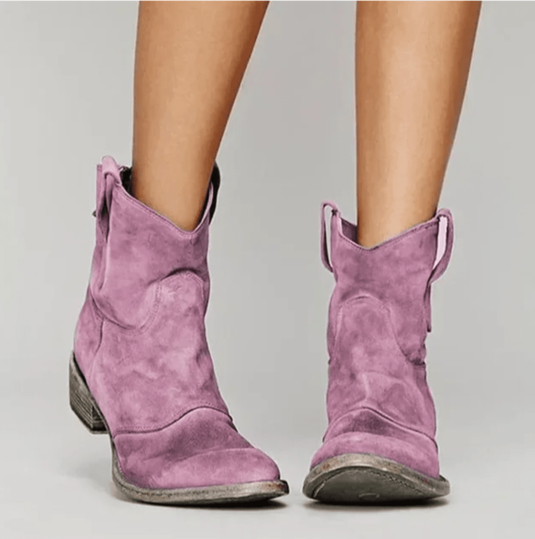 Charlotte – Suede Western Ankle Boots
