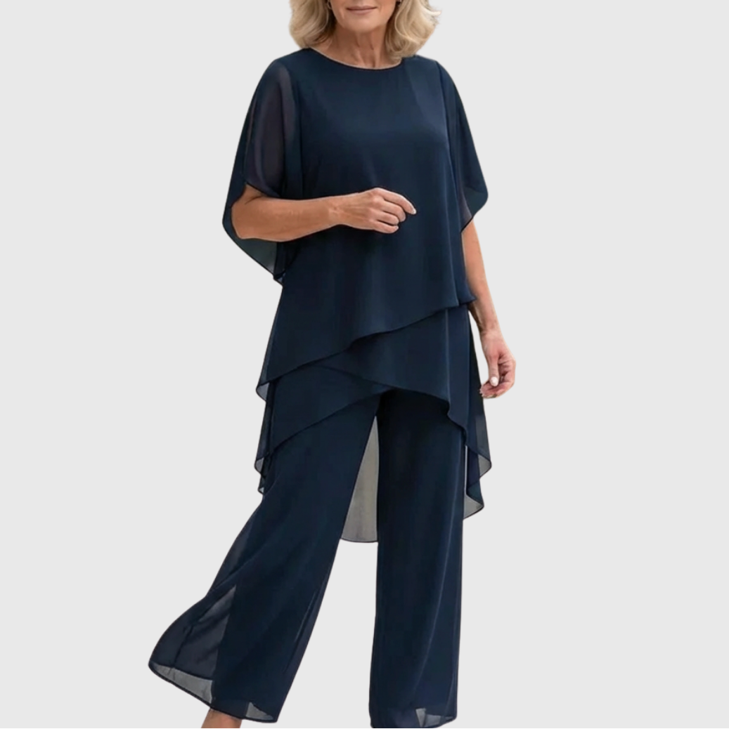 Keelin | Suit with Draped Palazzo Pants