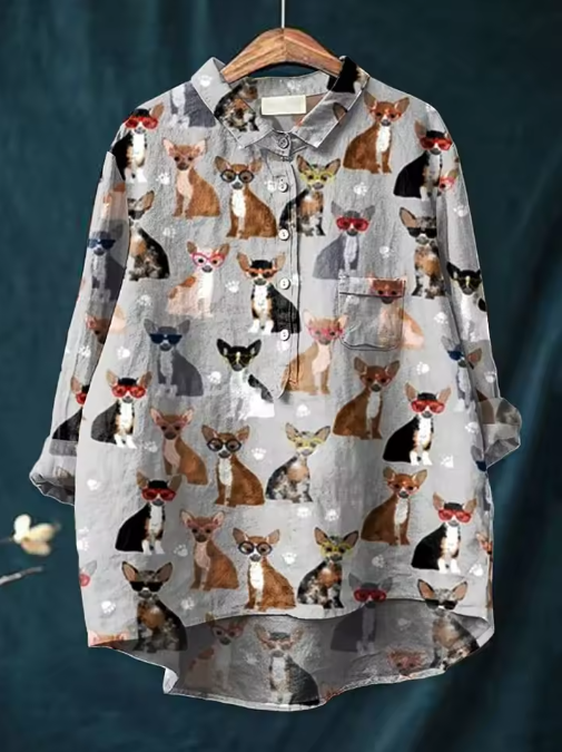 Halsey | Cool Chihuahua Sunglasses Print Blouse