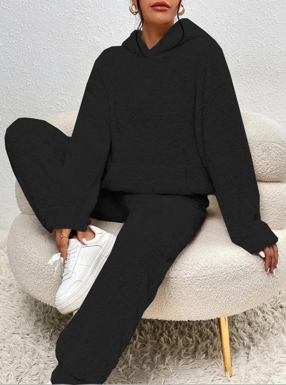 Emily – Fluffy Hoodie and Jogger Lounge Set