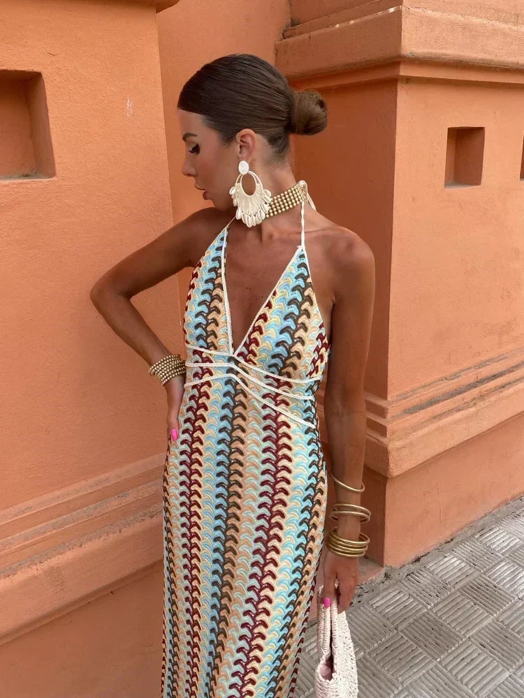 Keeva | Backless V-Neck Maxi Dress