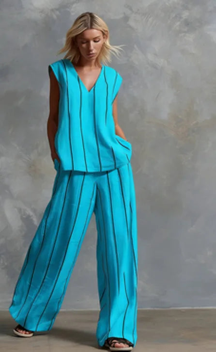 Paige | Striped Top & Wide-Leg Pants Set