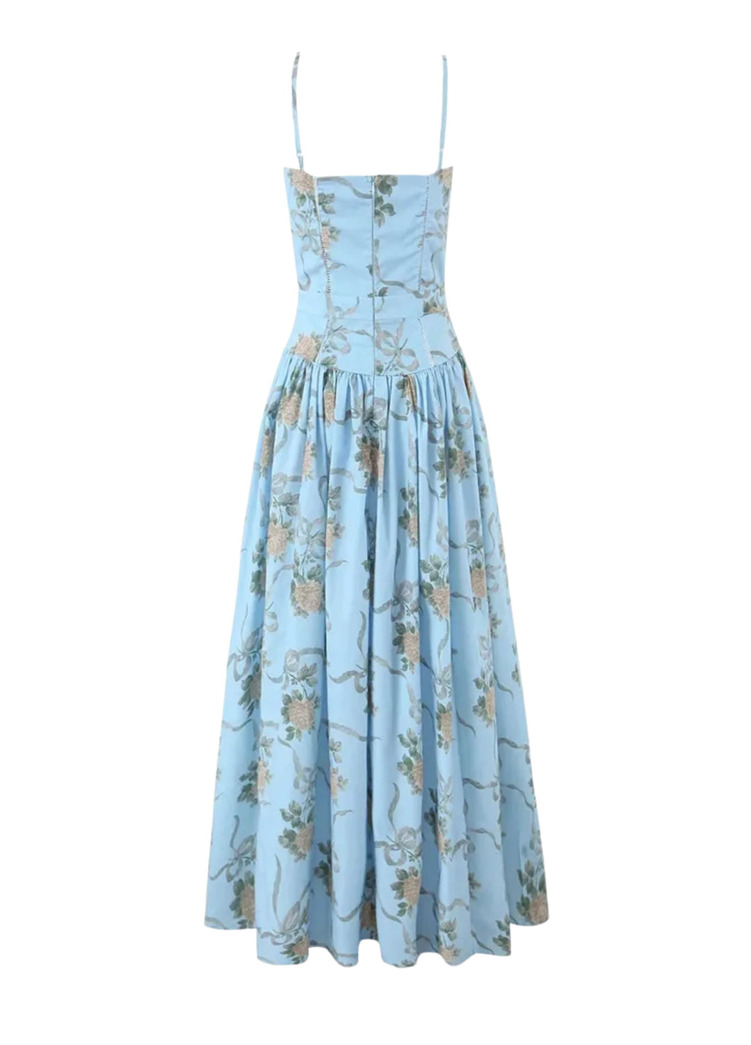 Senna | Bloom Midi Dress – Soft Blue Floral