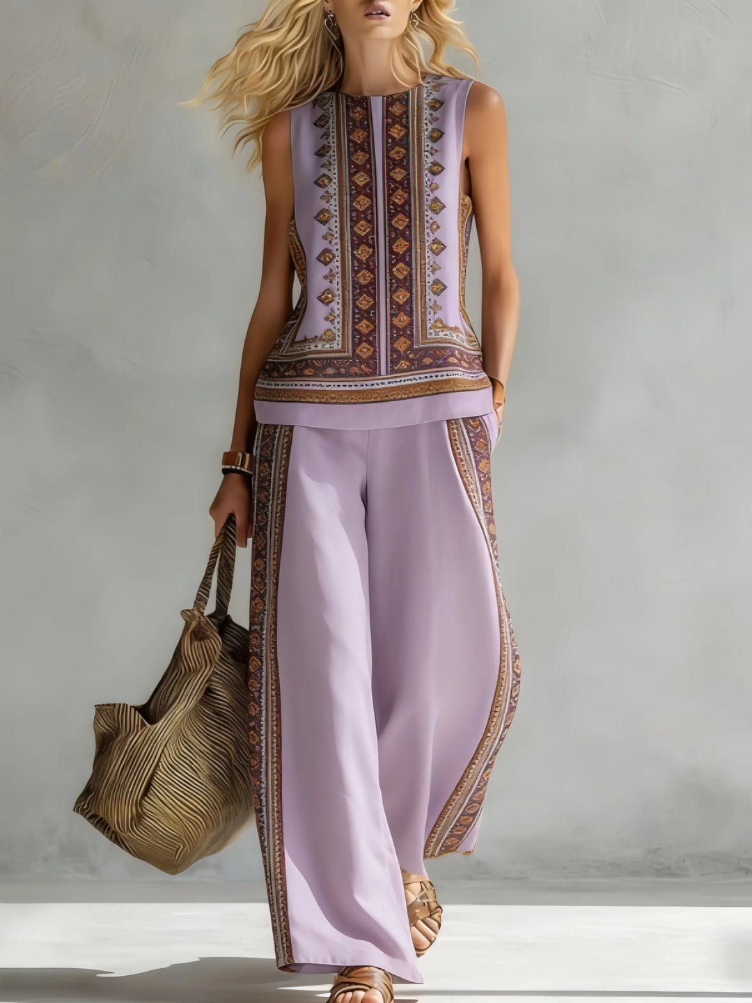Ruby | Retro Print Top & Pant Set