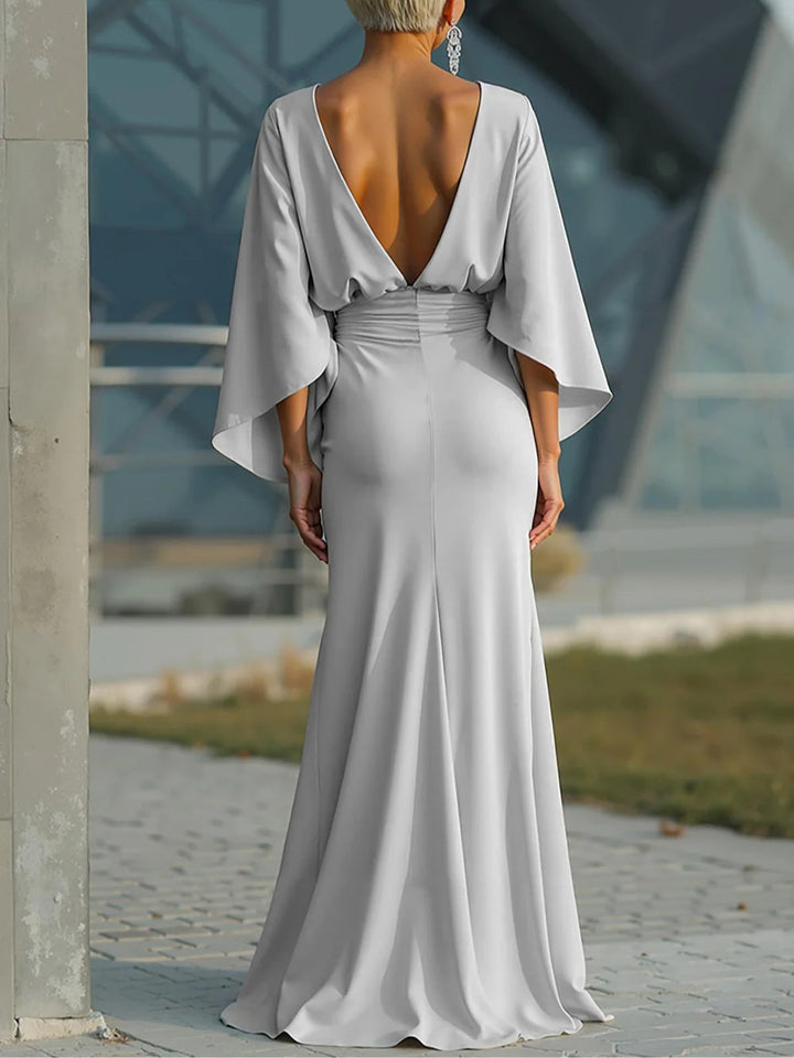 Tia | Elegant V-Neck Backless Sleeve Dress