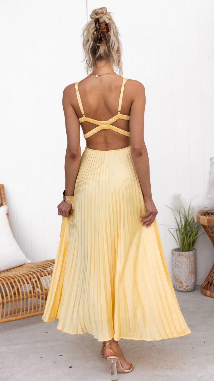 Christen | Pleated V-Neck Maxi Dress