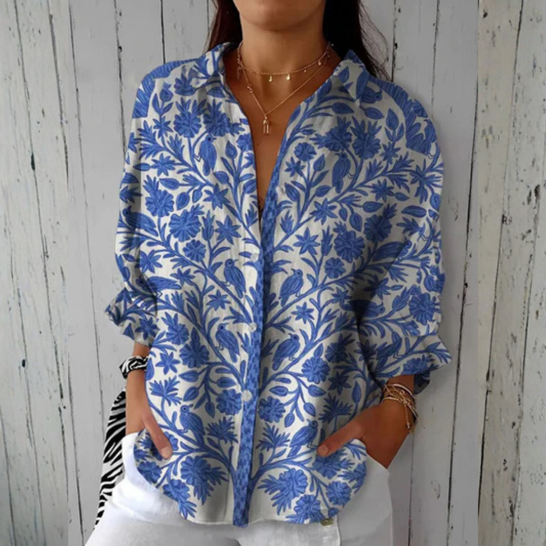 Melinda | Blue Garden Blouse