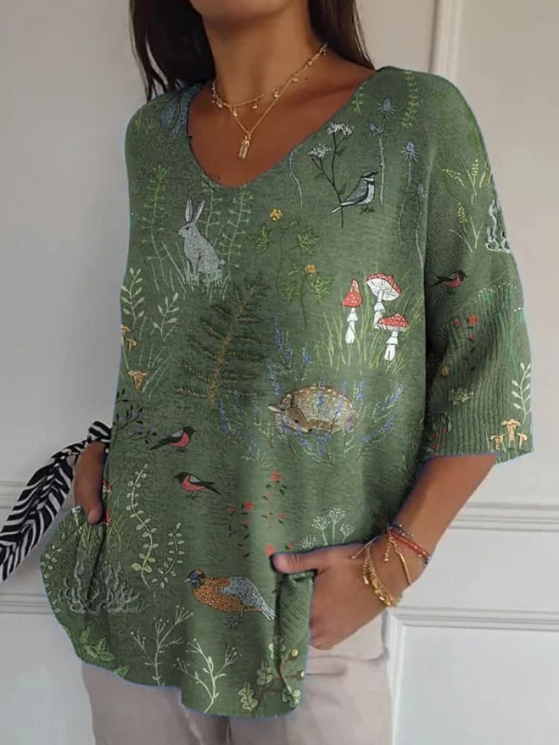 Caia | Animals Repeat Pattern Printed Women's Casual Pullover Knit