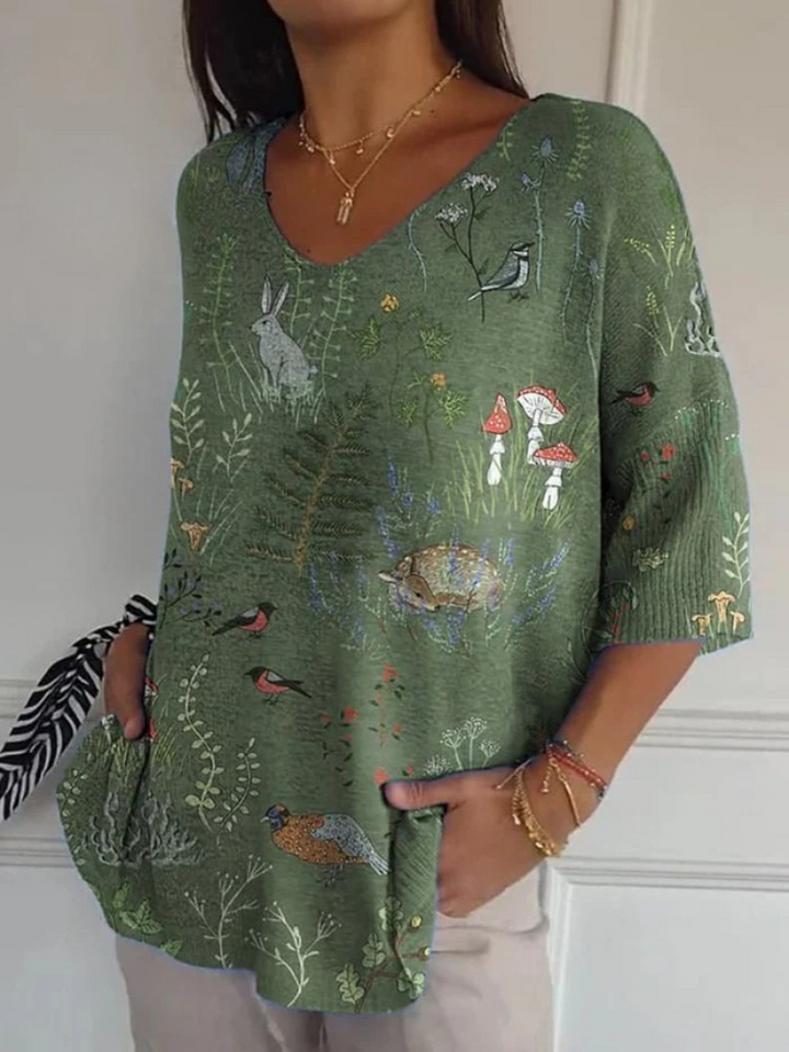 Caia | Animals Repeat Pattern Printed Women's Casual Pullover Knit