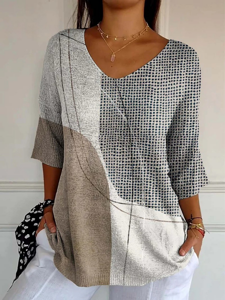 Olya | Abstract Geometric Pattern Art Print Casual Knit Pullover