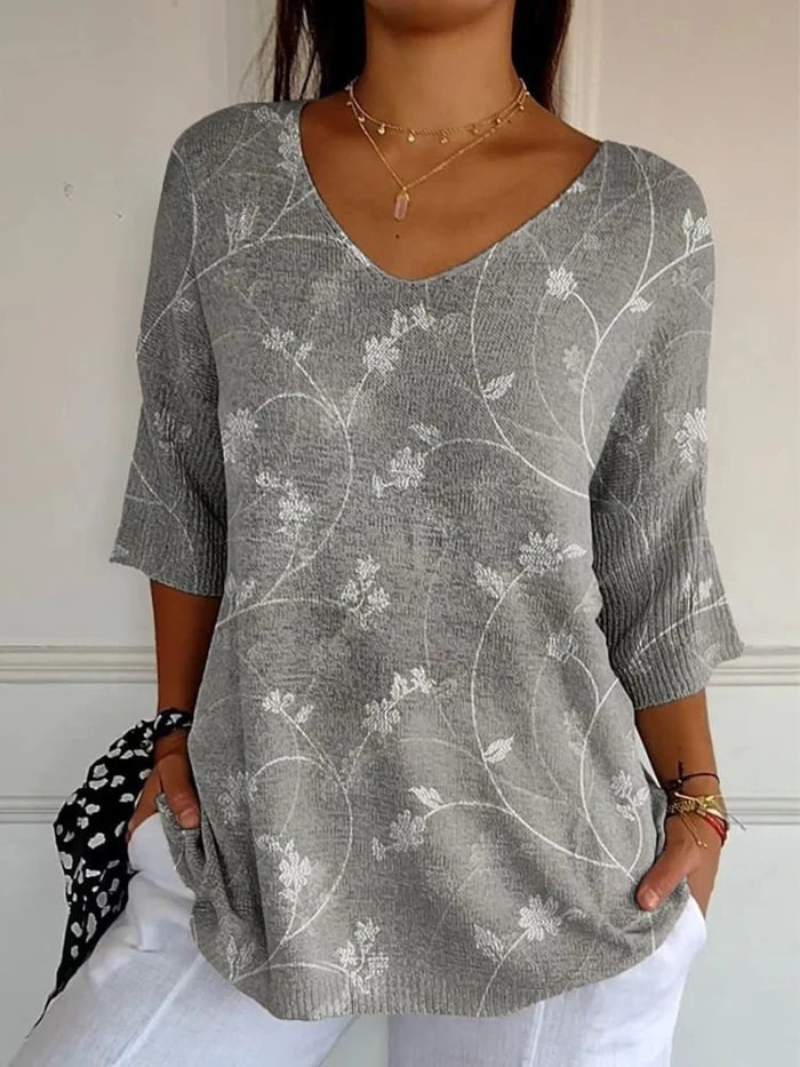 Maya | Vintage Floral Art Casual Pullover Knit