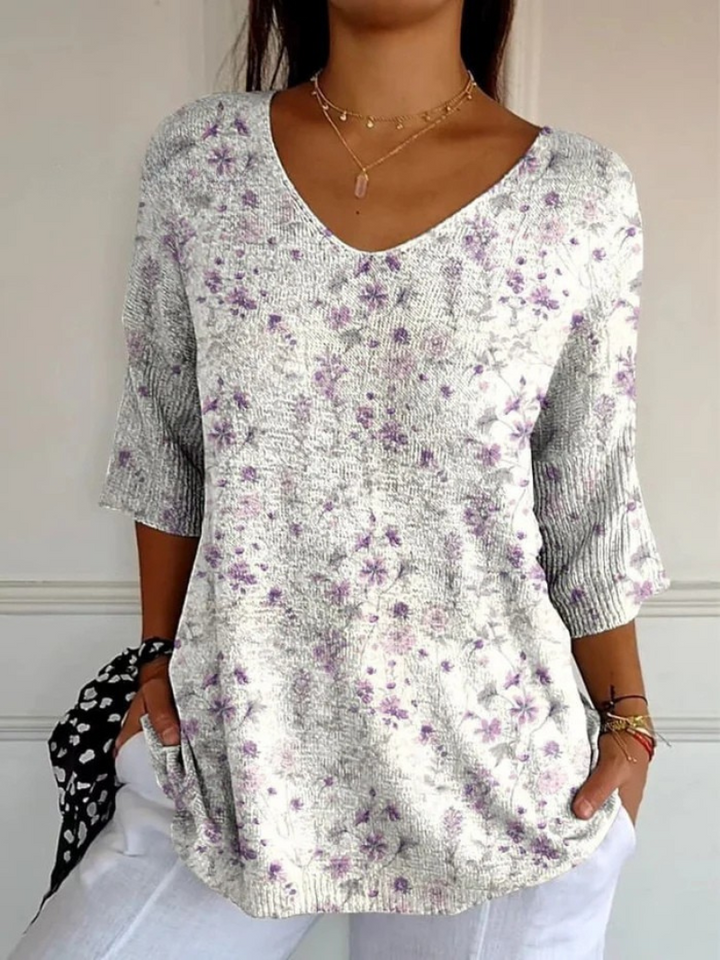 Jade | Vintage Floral Art Casual Pullover Knit