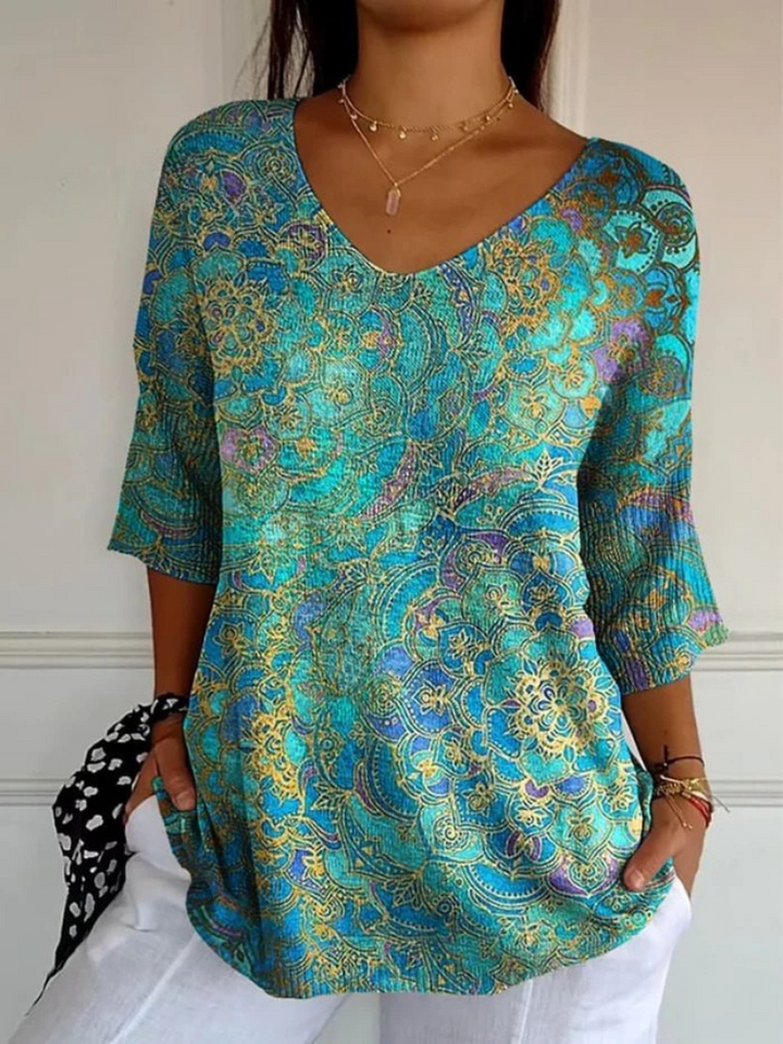 Shanelle | Retro Art Print Casual Pullover Knit