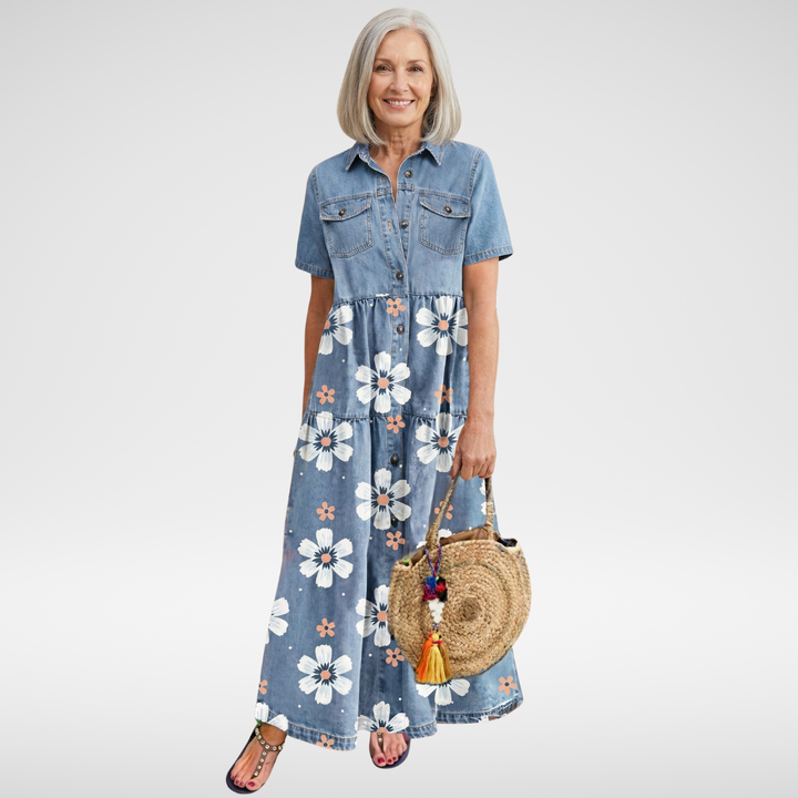 Cady | Denim Flower Dress